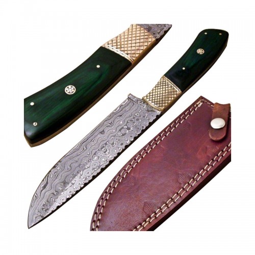 Damascus handmade  chef  knife beautiful structure with free leather sheath  